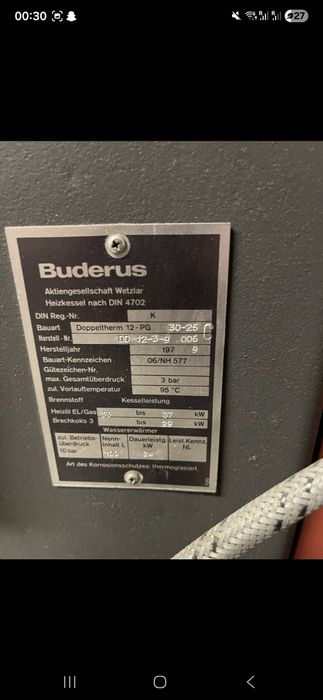 Centrală termică Buderus Doppeltherm 12-PG – motorină/păcură + lemne – 29 kW – stare foarte bună