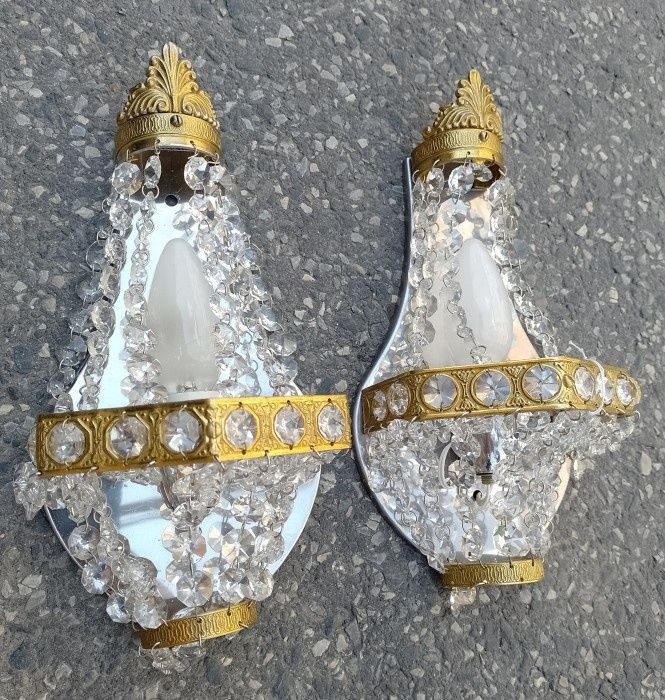 Set de 2 superbe aplice în stil Victorian cu elemente din cristal și b