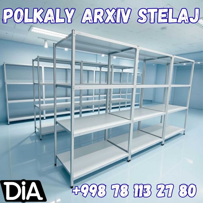 Polkaly stellaj, arxiv tokchasi Акция, метал архивный стеллаж
