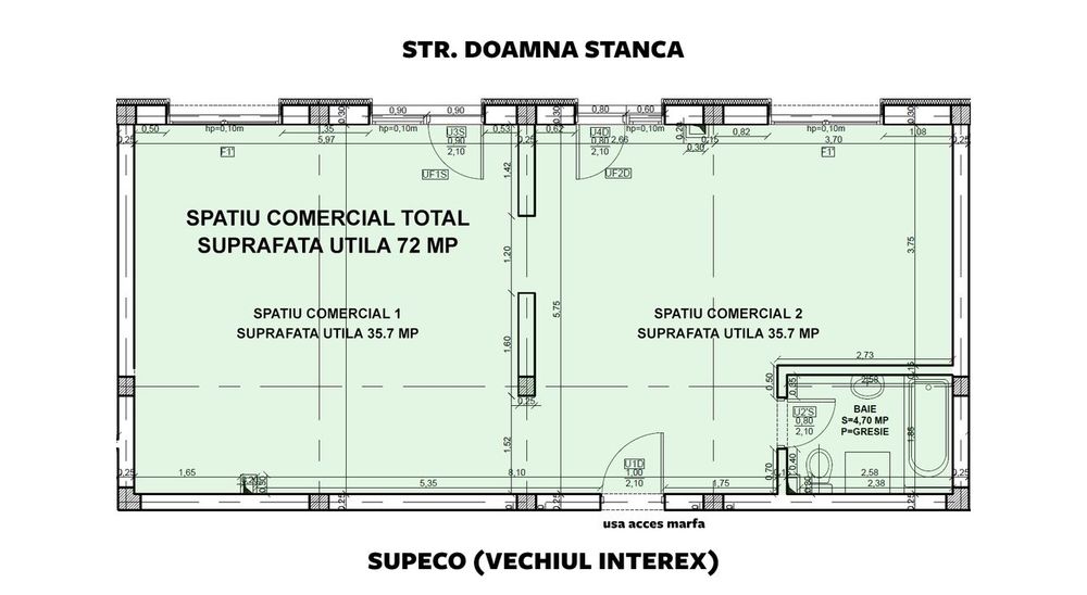 Spatiu Comercial, 4 Vitrine, Open Space, 72 mp - Doamna Stanca - Sibiu