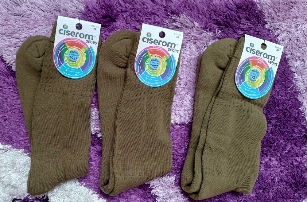 3 perechi ciorapi / sosete de vara CISEROM, culoare kaki (militare)