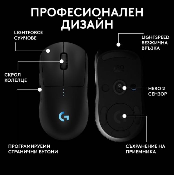 Logitech G Pro 2 Mouse Lightspeed White  / геймърска мишка