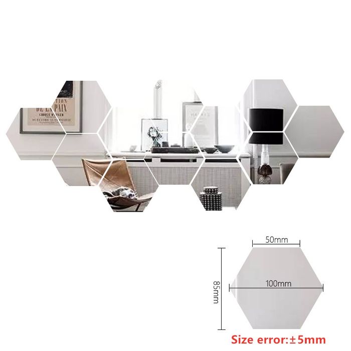 Шестоъгълници огледални сребристи стикери за декорация