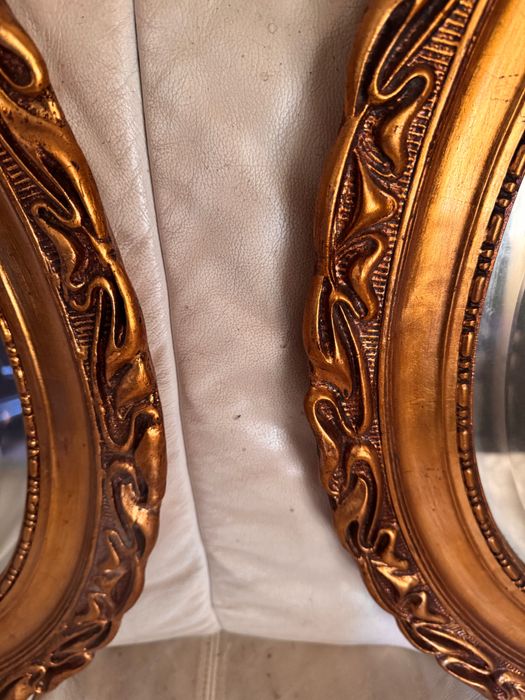 SUPERBE !!!-Set DOUA OGLIZI VENETIENE Stil Baroc Rococo-Vechime Peste 110 ANI cu FOITA de AUR de 24K