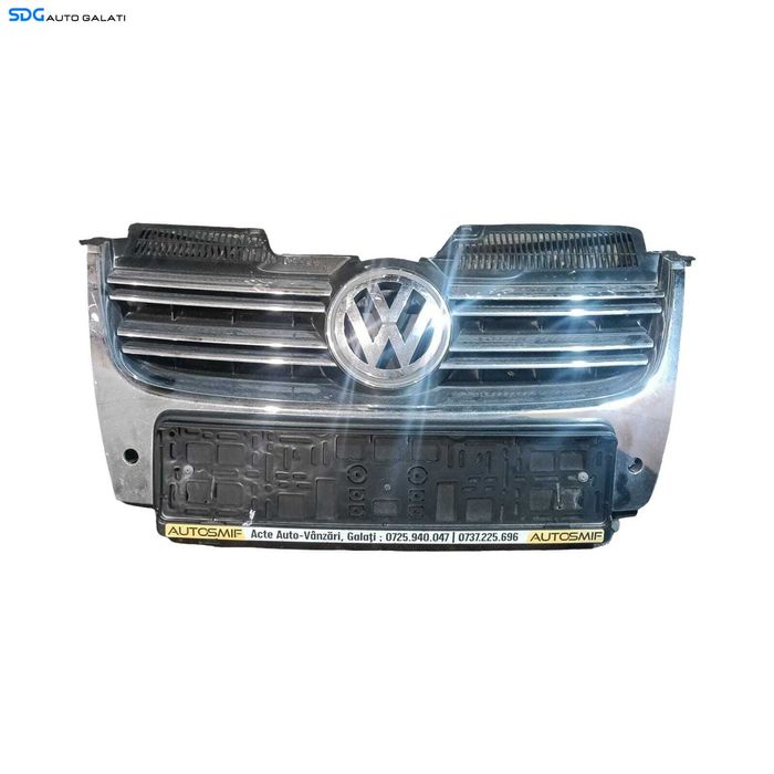 Grila Centrala cu Emblema de pe Bara Spoiler Fata cu Orificii de Senzori Parcare Volkswagen Jetta 3 2005 - 2011 Cod 1K5853651 [M9470]