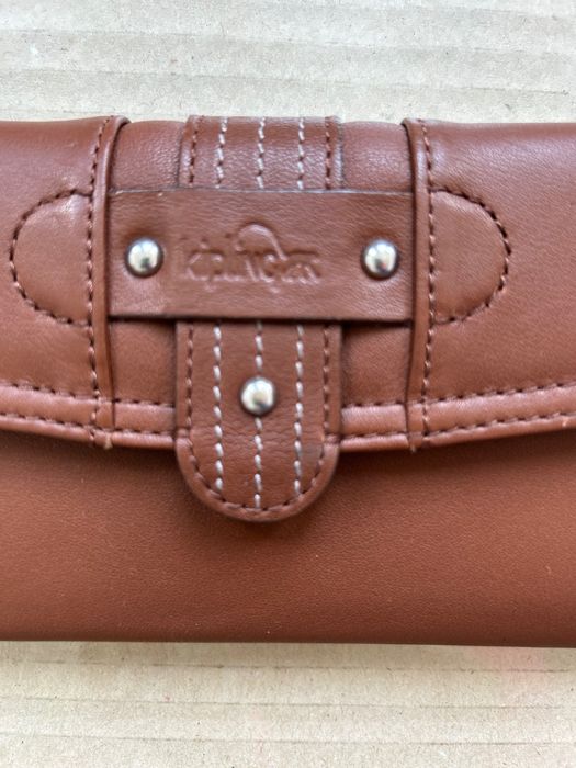 Kipling new leather wallet светло кафяв кожен портфейл