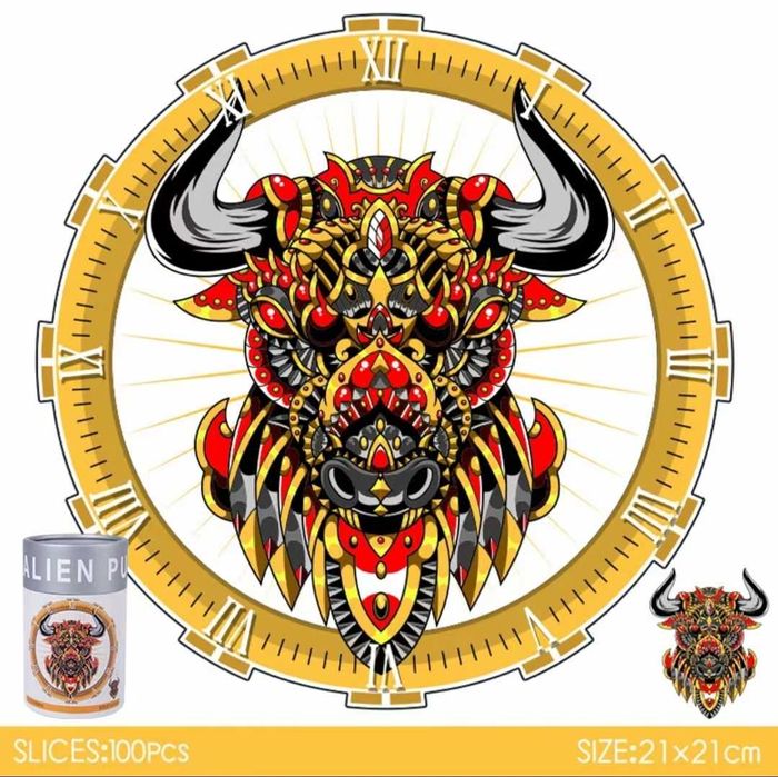 Бизон Бик | Дървен пъзел часовник с части на животни / 9 модела