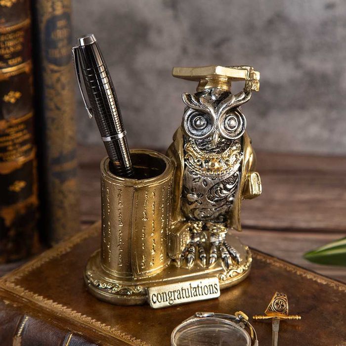 Статуетка за Декорация Сова 15см или Моливник/Визитник Бухал