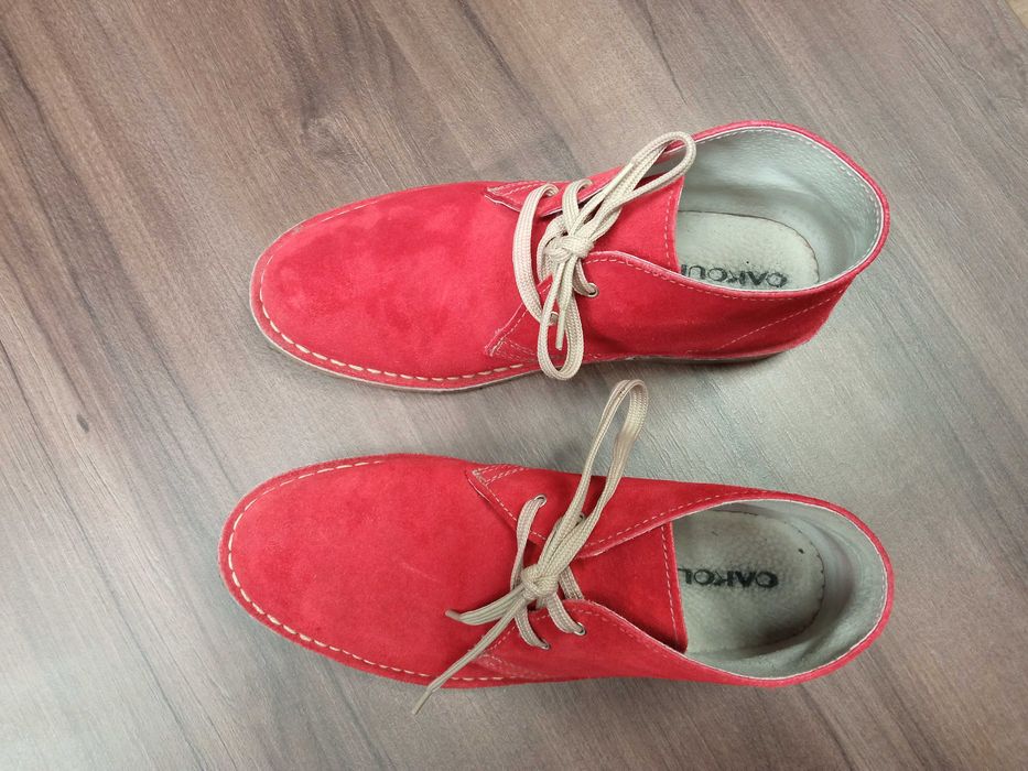 Дамски червени боти естествен велур № 39