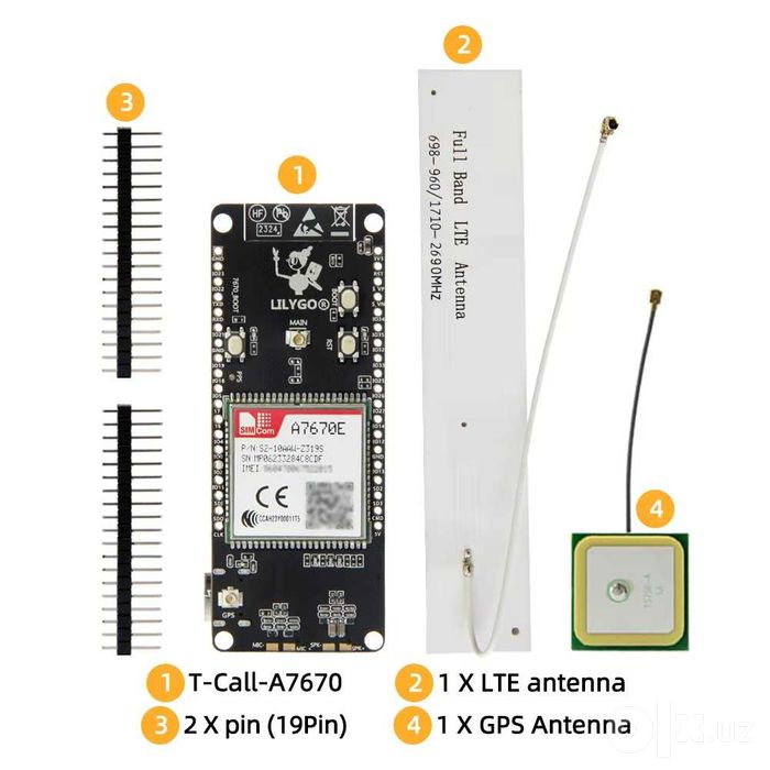 LILYGO T-Call A7670E ESP32 4G LTE Cat-1 IoT modul