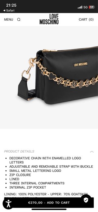 Оригинална чанта love moschino