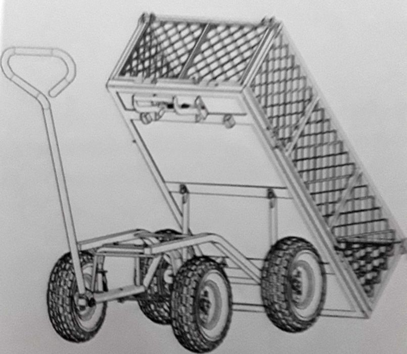 Cărucior pentru grădină cu 4 roti, sarcina maximă 200 Kg, sistem de basculare NOU - 390 Lei