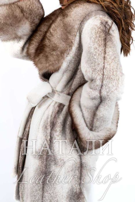 Кожух от алпака с косъм Ава Melange