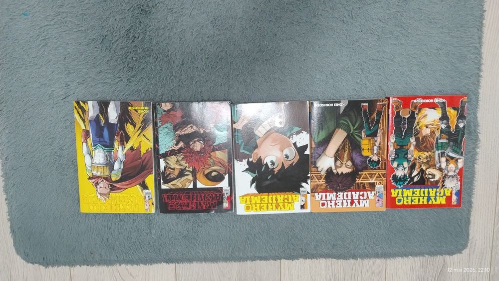 Manga MyHeroAcademia MHA volumele 13-17. Se cumpara si individual pentru 35 de lei fiecare . Daca se cumpara toate 5, atunci cartea este 30 de lei
