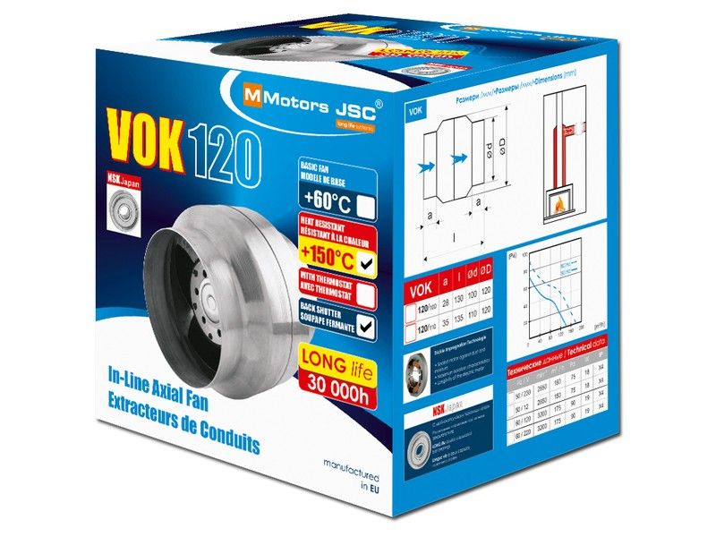 Канален вентилатор ВОК високотемпературен, термодатчик -5%