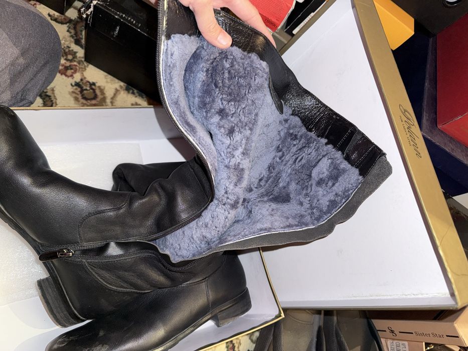 Зимние сапоги, кожаные