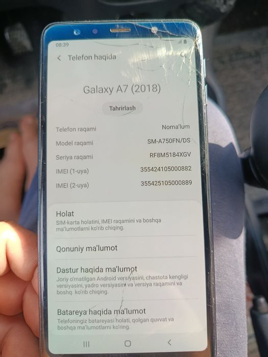 самсунг а7 а750 телефон сотилади 64 памят