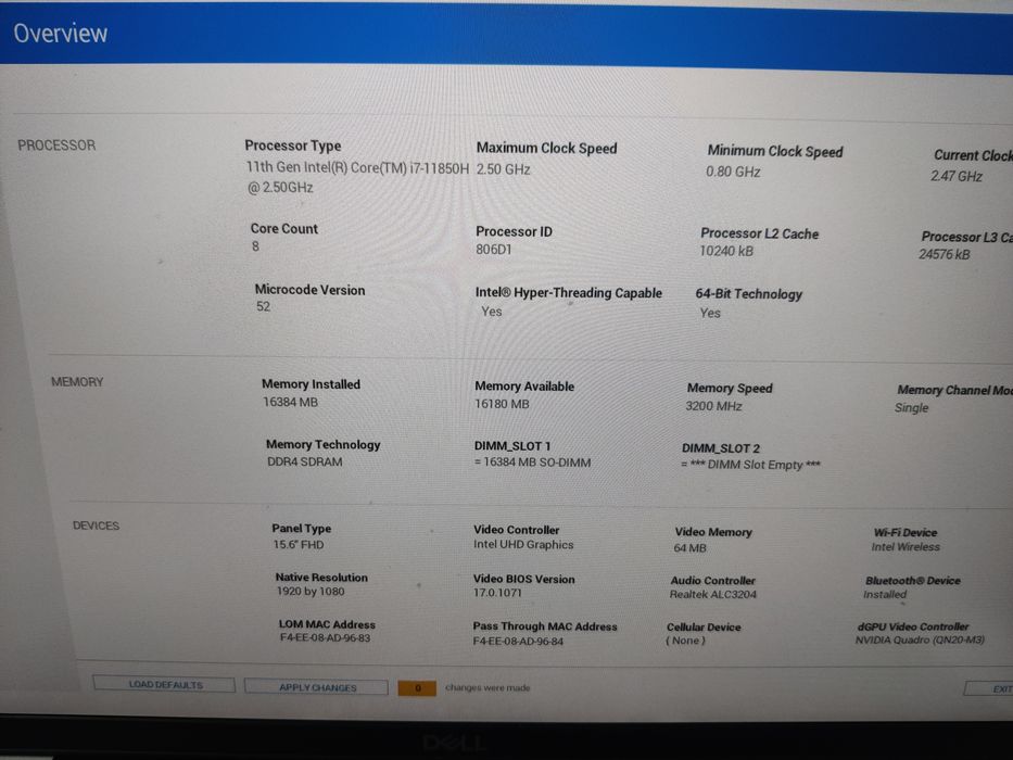 Laptop DELL Precision 3561