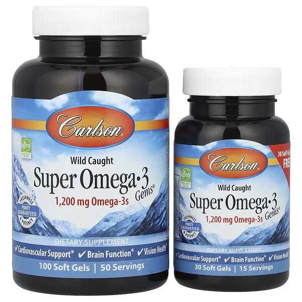 Carlson, Super Omega-3, Карлсон омега-3, омега-1200, Карлсон рыбий жир