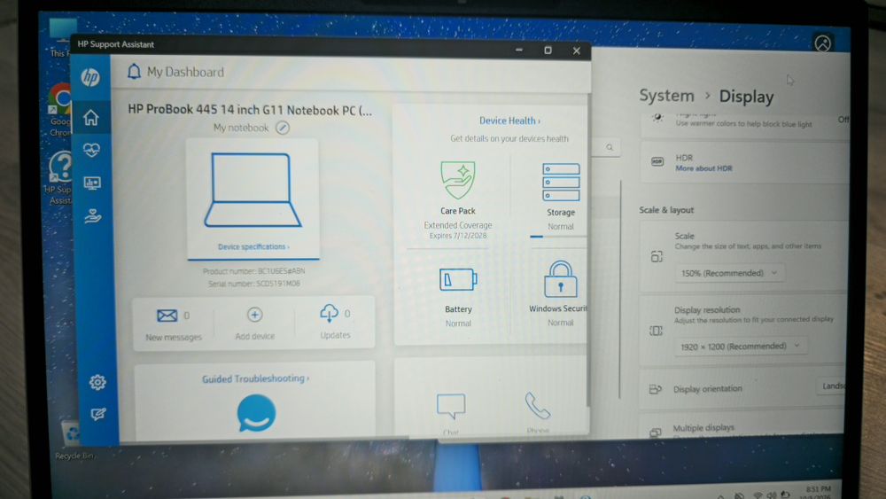 Laptop HpProbook 445G11, Ryzen3, WUXGA, 16Gb ddr5, 256Gb ssd