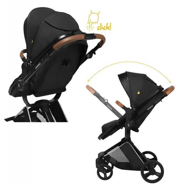 Carucior 2 in 1 Skiddou Nasjo Onyx Negru–Resigilat, stare foarte buna