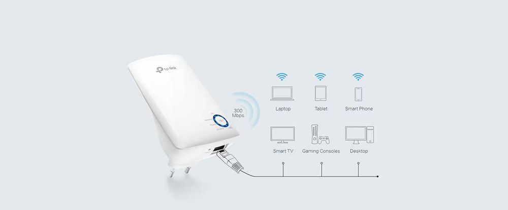 Wireless Range Extender TP-LINK TL-WA850RE, 300 Mbps, alb