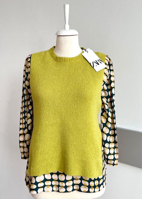 Нов интересен изрязан топ плетиво Zara и страхотна туника на точки С/М