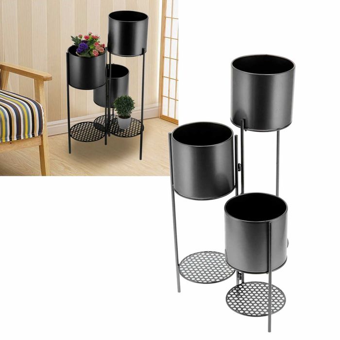 Намален! Цветарник от ковано желязо - 3-степенна стълба Рафт за саксии