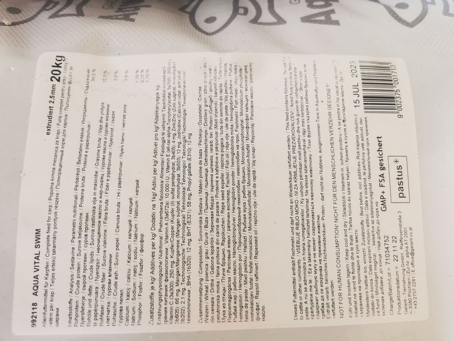 Hrana Pastrav, crap, cten, crapi Koi, caras ornamental, fitofag 2,5mm