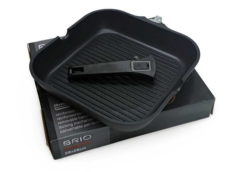 НОВИ! Грил тиган - грил тава 2в1, сваляще се дръжка, 28см