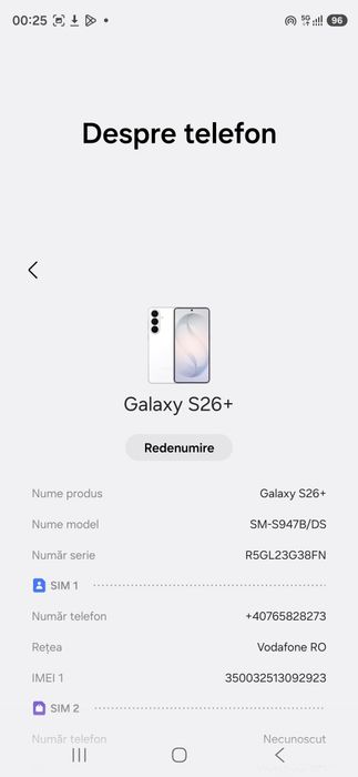 Vand sau Schimb Samsung S 26 Plus White 256 Gb ca nou