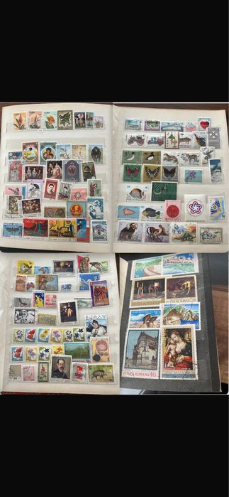 2 clasoare continand 817 timbre vechi