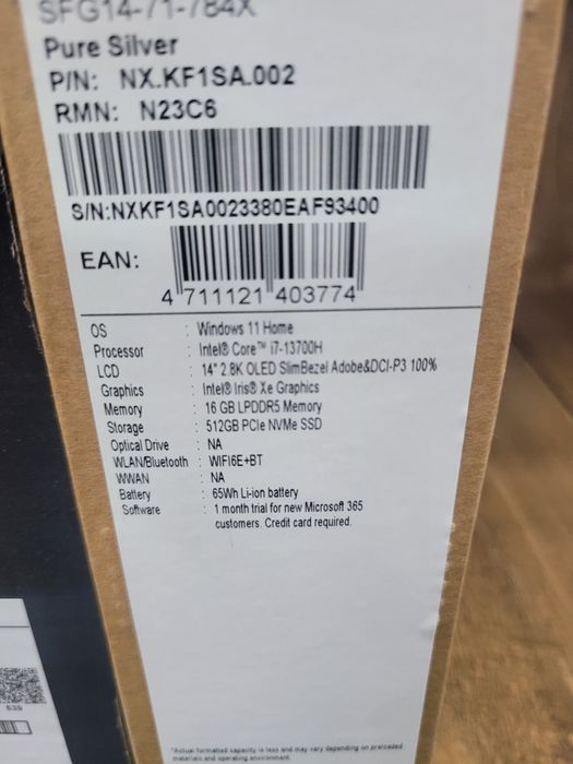 Acer SWIFT Go 2.8K OLED Intel Core i7-13700H