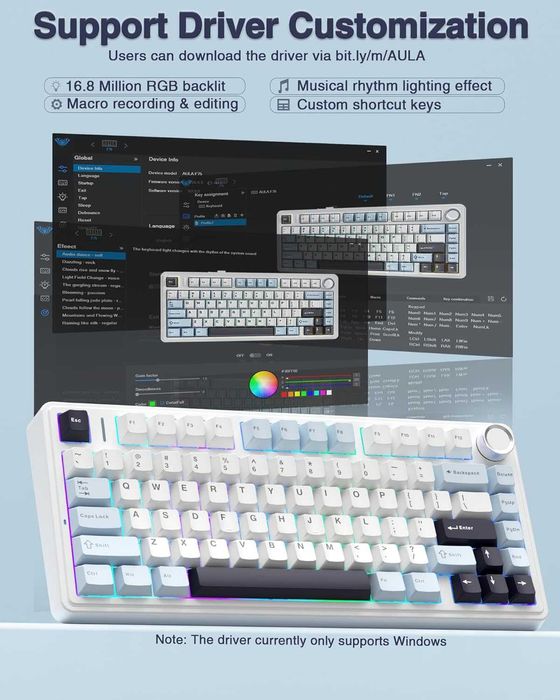 Механична клавиатура AULA F75 RGB Wireless Hot Swap