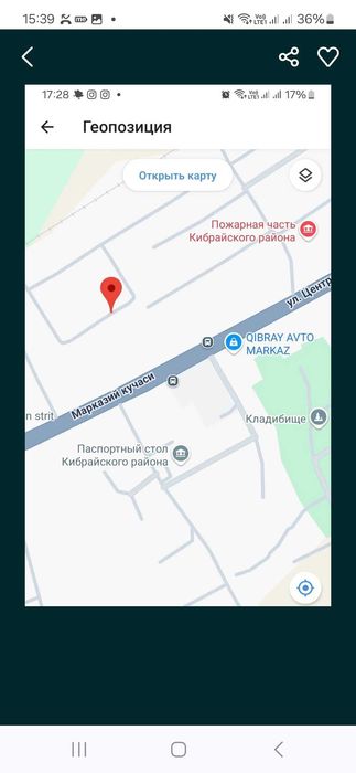 Кибрай марказида 8сотих ер сотилади