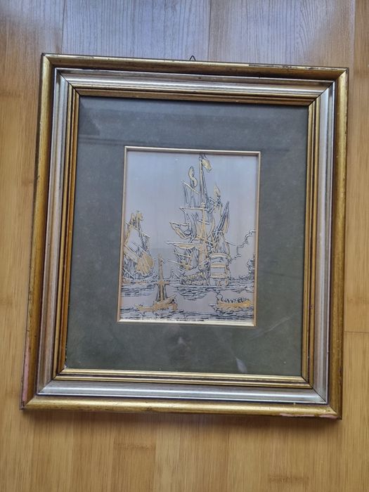 Tablou din argint 999 + foiță de aur,  ediție limitată, certificat .