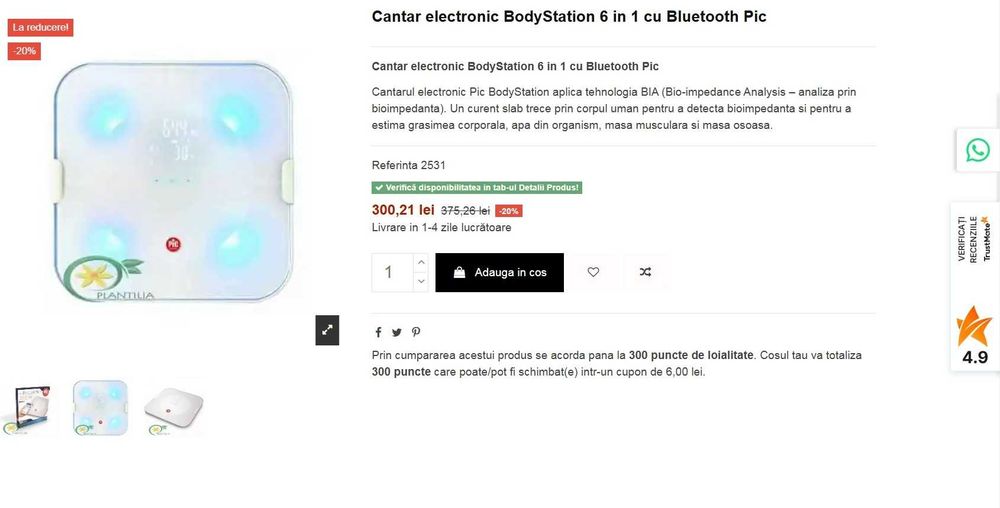 Cantar electronic Pic Solution PiC BodyStation, 6 in 1, bluetooth, nou