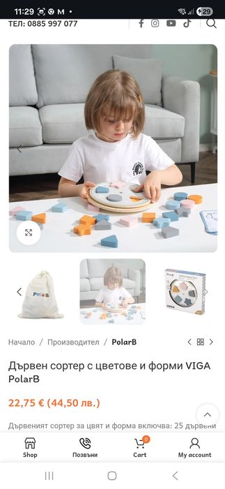 Дървен сортер с цветове и форми VIGA PolarB