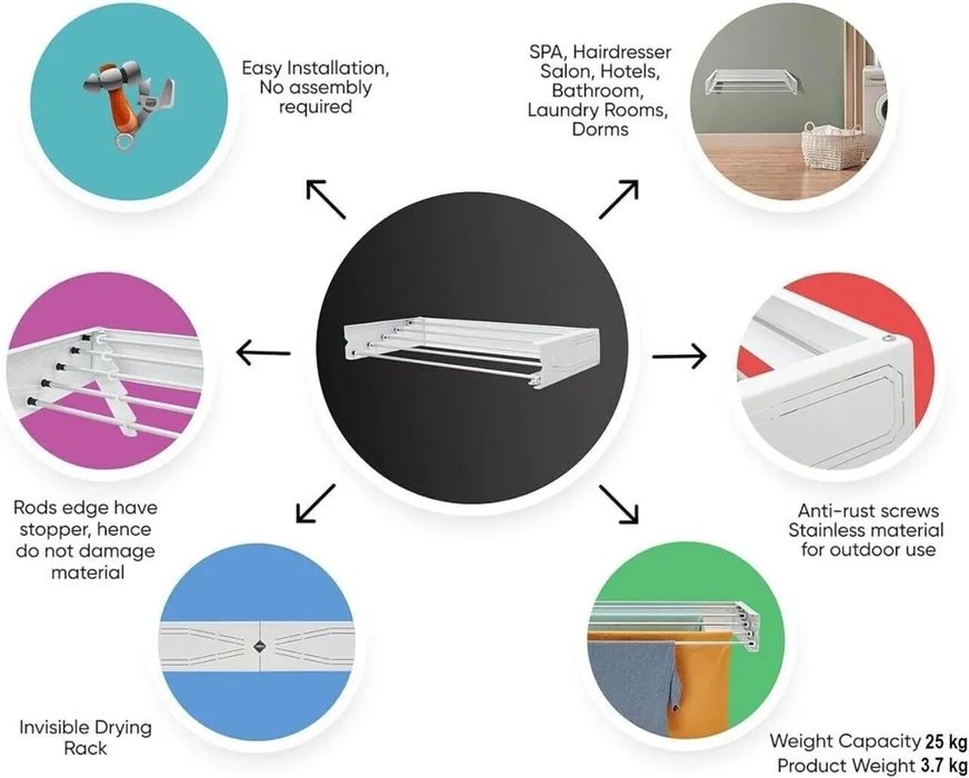Сгъваем сушилник за дрехи, 120 см широчина,