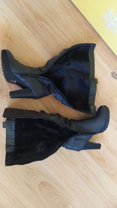 НОВИ Дамски - зимни обувки с висок ток