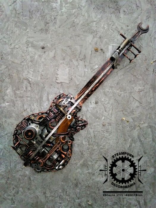 CHITARA STEAMPUNk ,stil industrial pentru decor perete