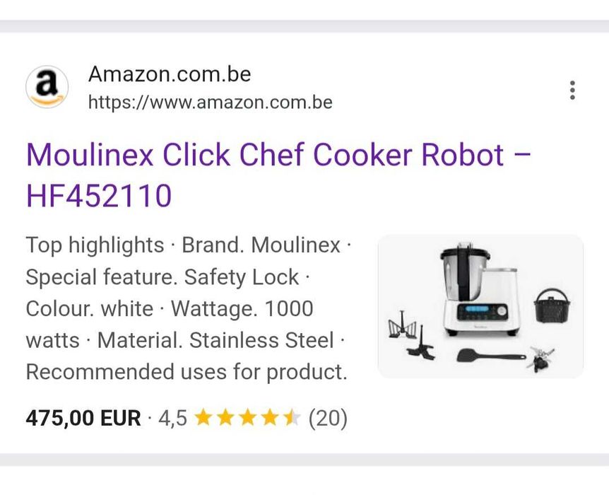 Robot de bucatarie Moulinex Click Chef HF452110 3.6L 28 functii