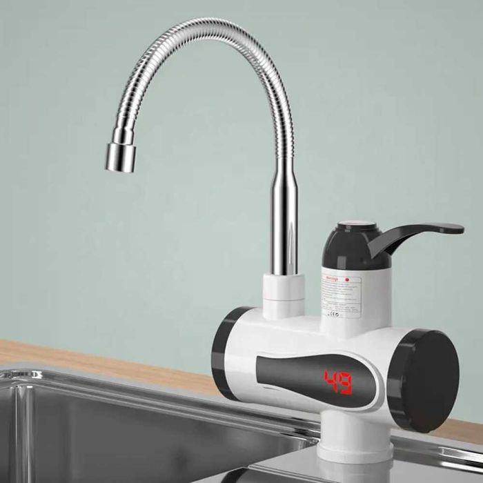 Проточен бойлер с дисплей 3000W–Монтаж  плот/стена,твърд/гъвкав чучур