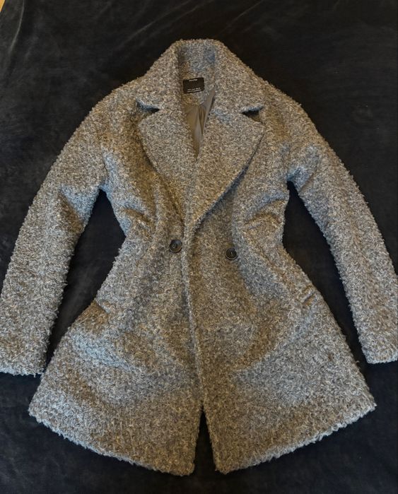 Palton din imitatie de lana Bershka