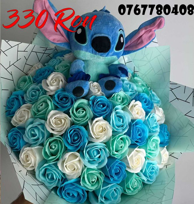 Buchet Stitch Roz Mare trandafiri sapun