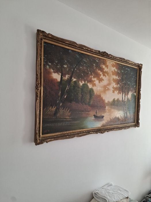 Tablou pictat, semnat panza, ulei 160X92cm