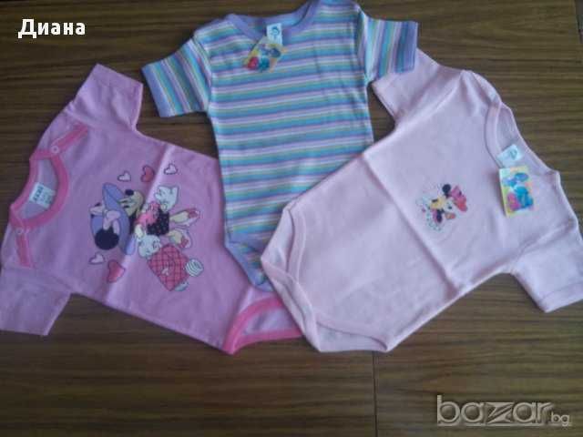 Комплект бебешки бодита с къс ръкав за момиче 3 бр., размер 3-6 месеца