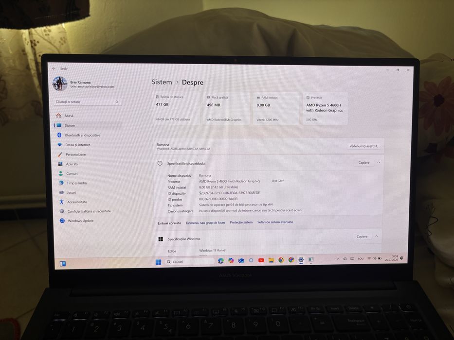 ASUS Vivobook 15 – Stare impecabilă, tastatură iluminată - Ryzen 5, 512GB