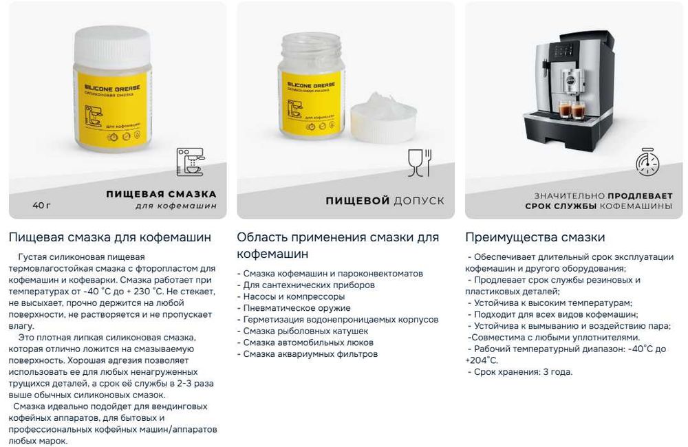 Смазка пищевая силиконовая для кофемашин (10,20,40) гр.