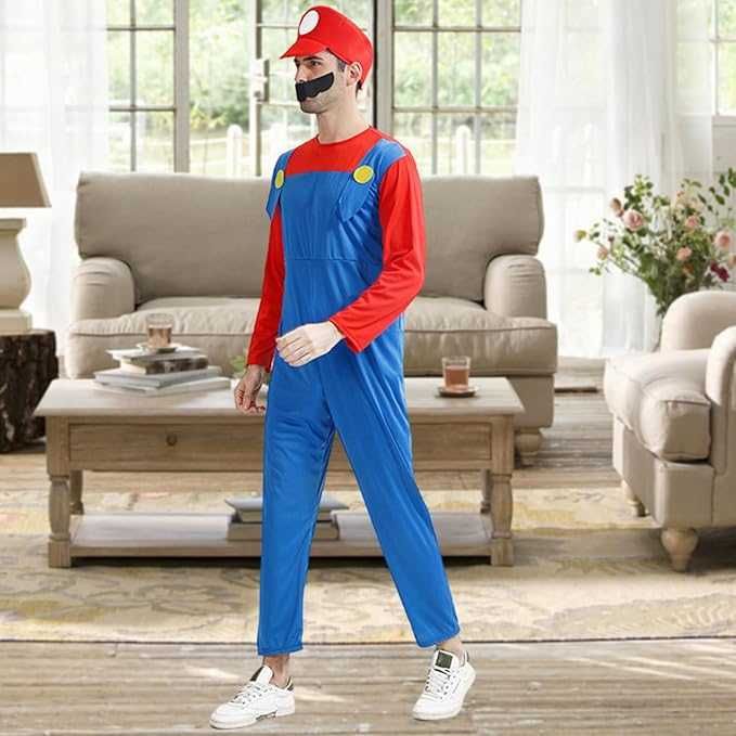Костюм на Super Mario, за възрастни, 4 части, комплект